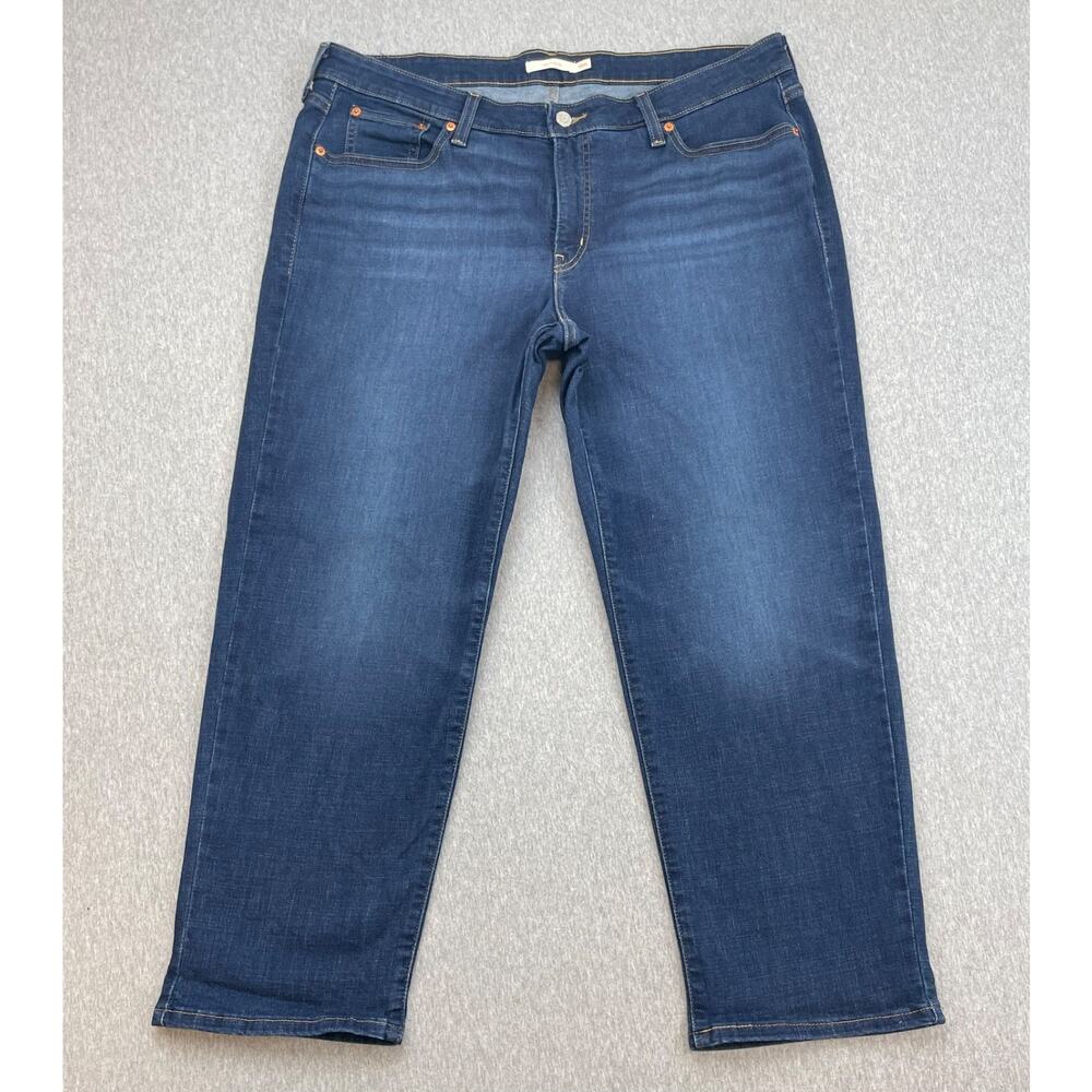 Levis Jeans Womens 18W (38 x 27) Blue Cotton Blend Stretch Boyfriend Mid-Rise
